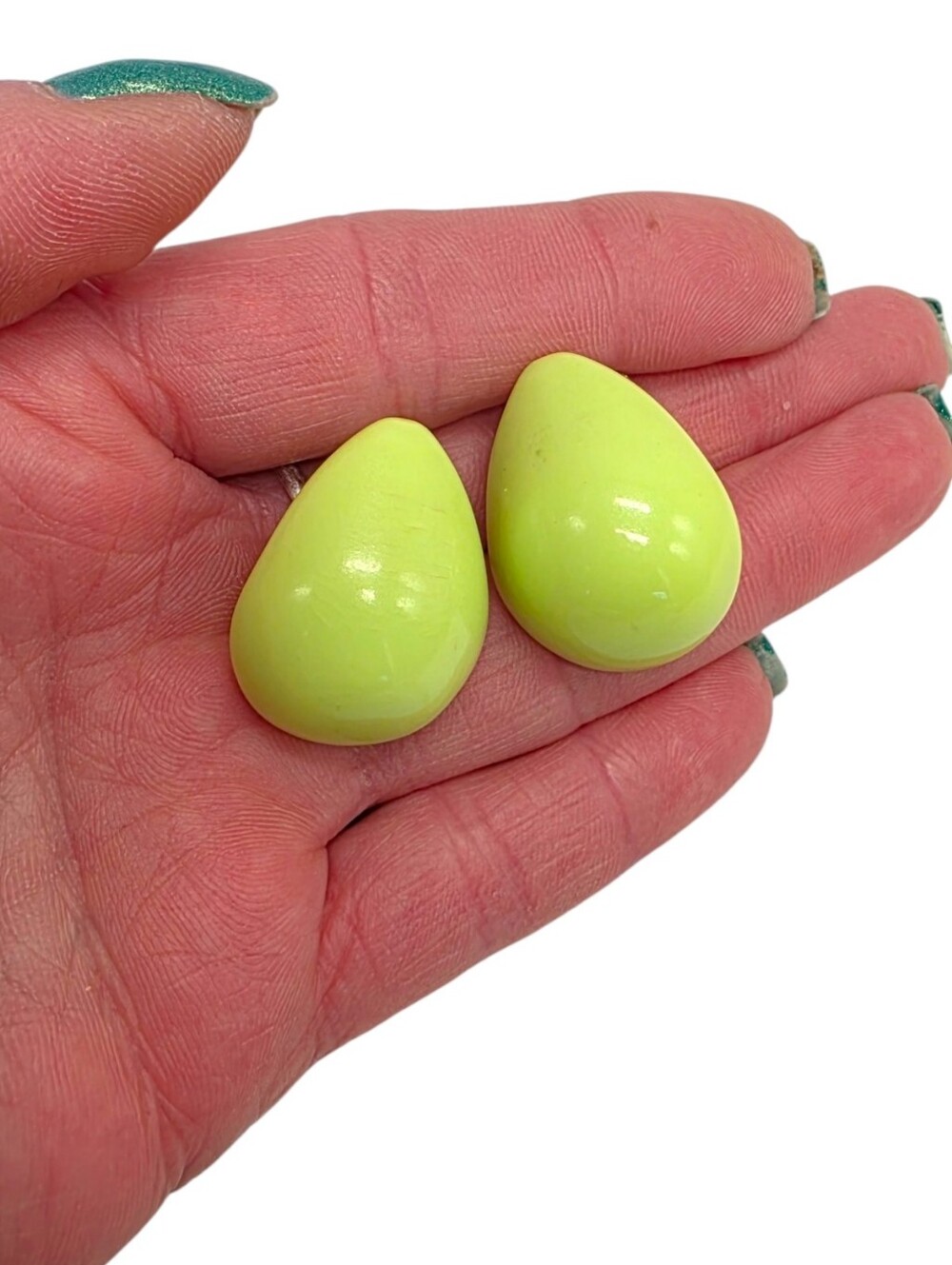 Vintage 1960s Richelieu Chartreuse Clip-On Earrings